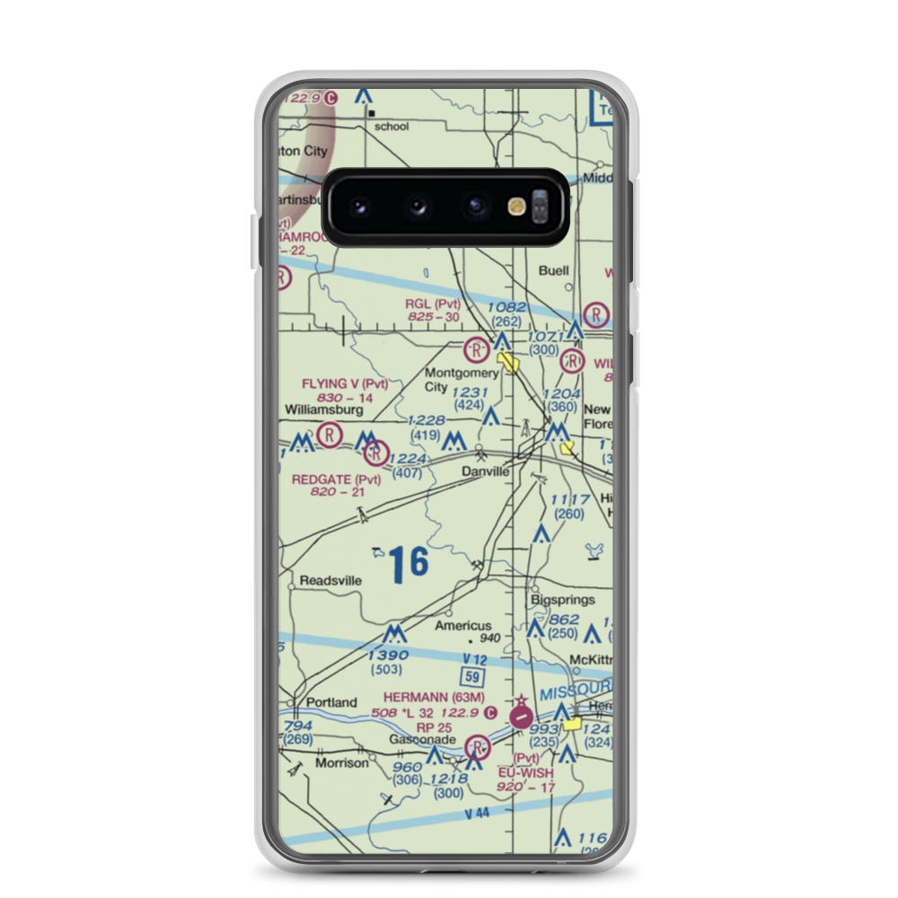 Sky-Vu Airport (MO45) VFR Sectional Samsung Case Samsung Galaxy S10 model shown
