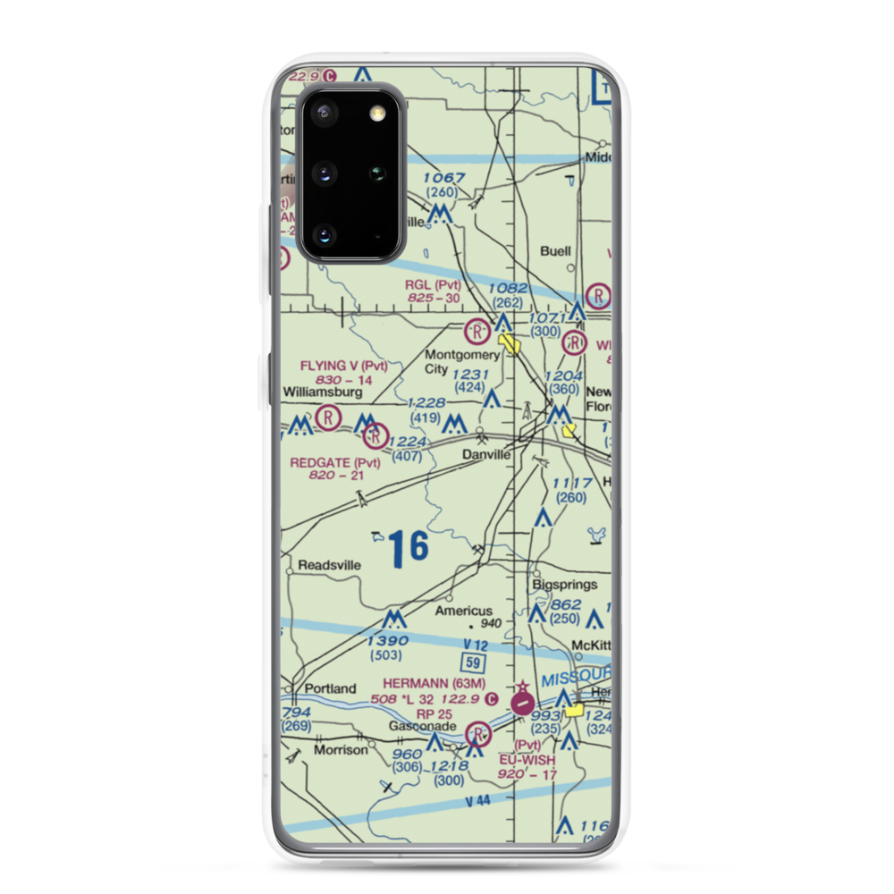 Sky-Vu Airport (MO45) VFR Sectional Samsung Case Samsung Galaxy S20 Plus model shown