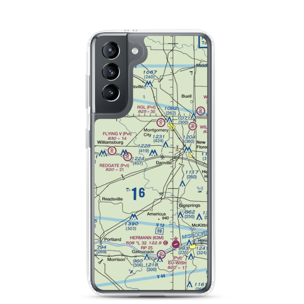 Sky-Vu Airport (MO45) VFR Sectional Samsung Case Samsung Galaxy S21 model shown