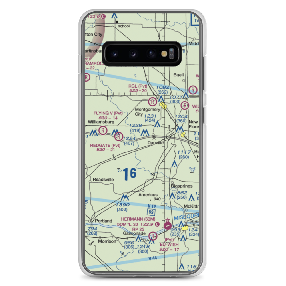 Sky-Vu Airport (MO45) VFR Sectional Samsung Case Samsung Galaxy S10+ model shown