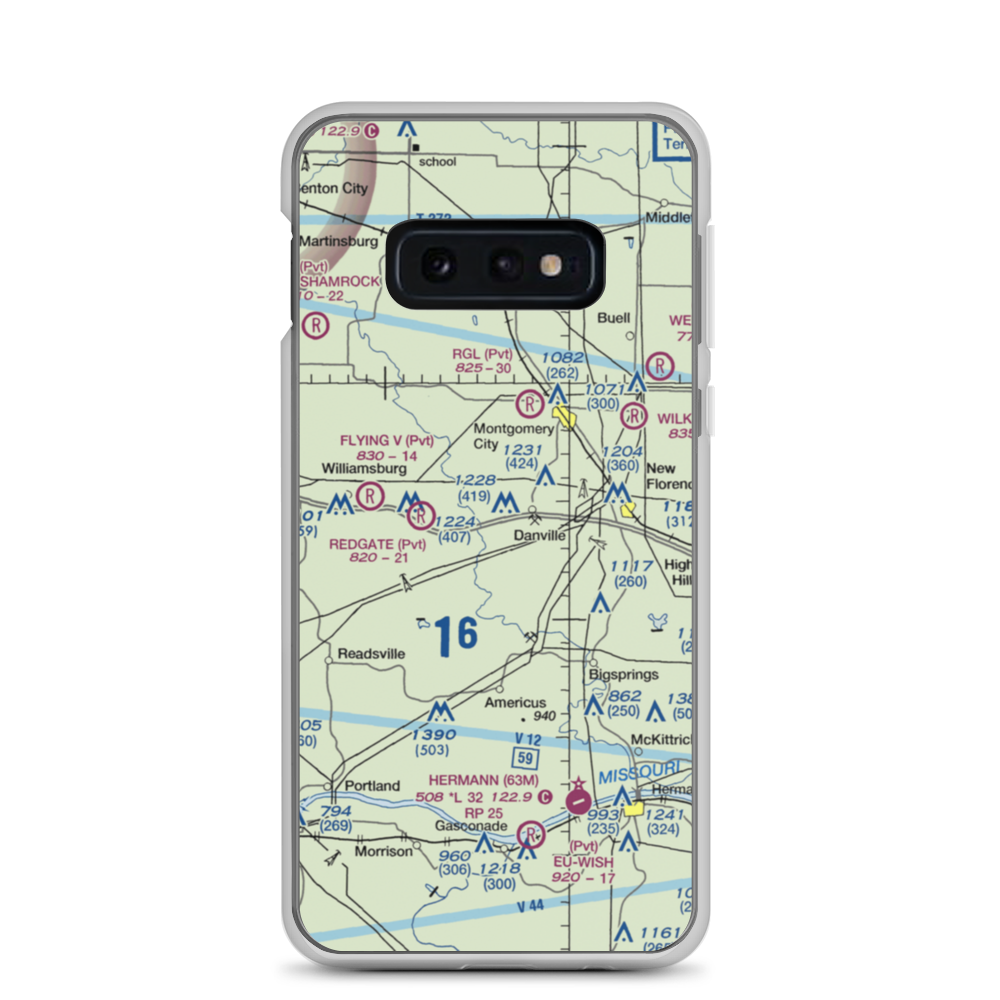 Sky-Vu Airport (MO45) VFR Sectional Samsung Case Samsung Galaxy S10e model shown