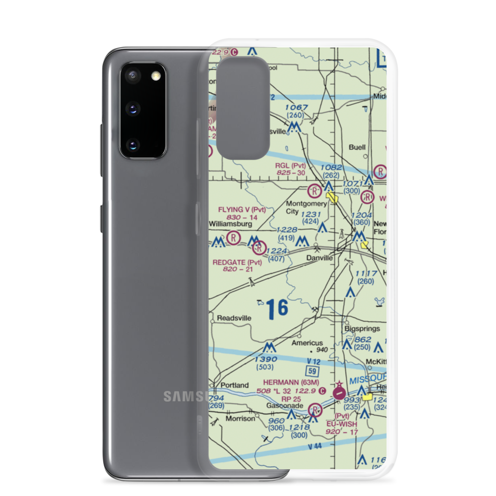 Sky-Vu Airport (MO45) VFR Sectional Samsung Case Samsung Galaxy S20 model shown