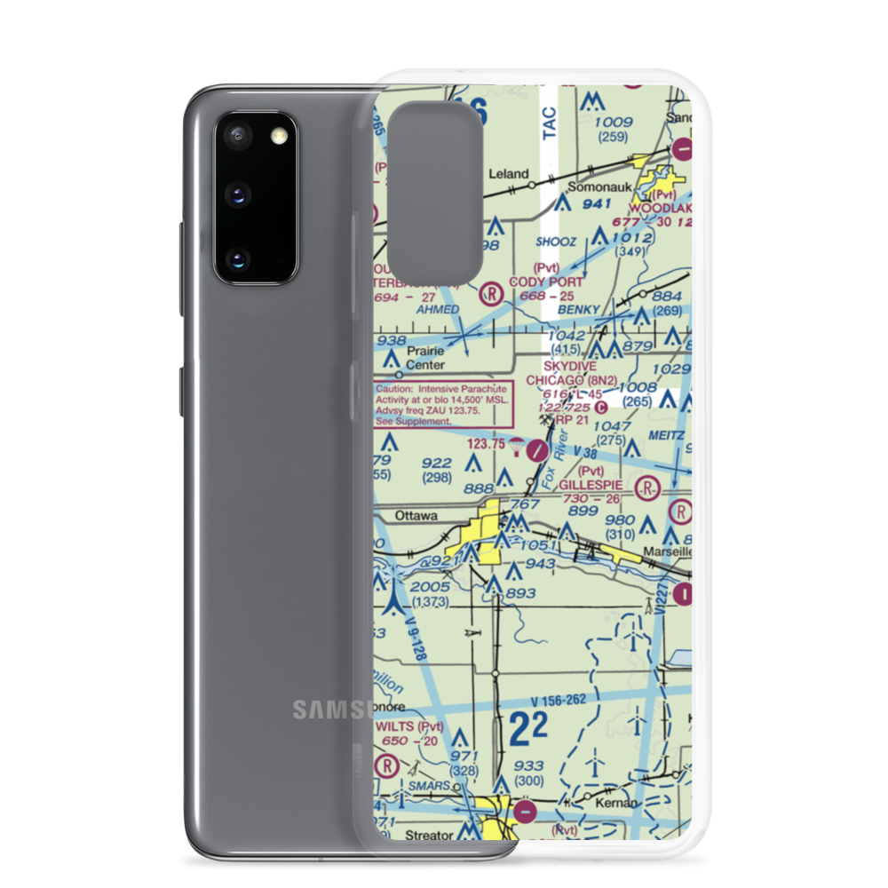 Skydive Chicago Airport (8N2) VFR Sectional Samsung Case Samsung Galaxy S20 model shown