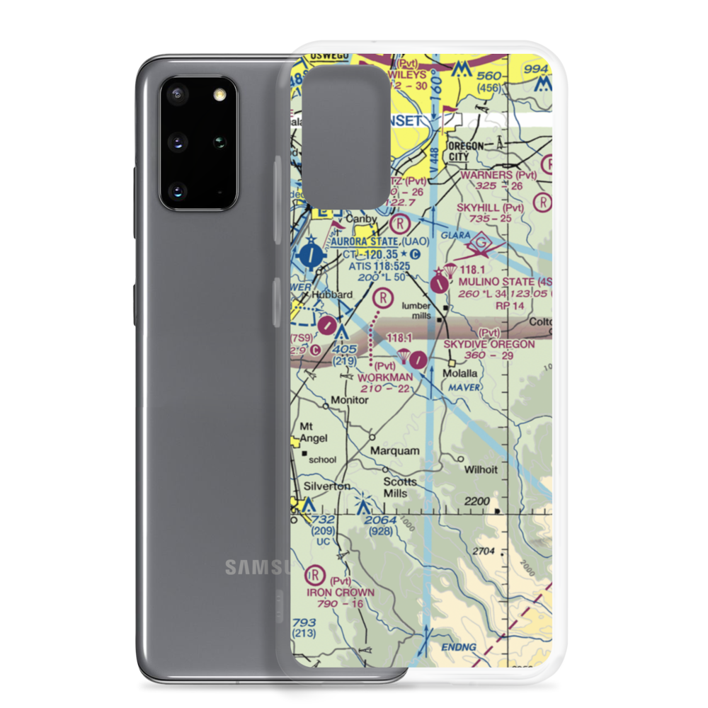 Skydive Oregon Airport (OL05) VFR Sectional Samsung Case Samsung Galaxy S20 Plus model shown