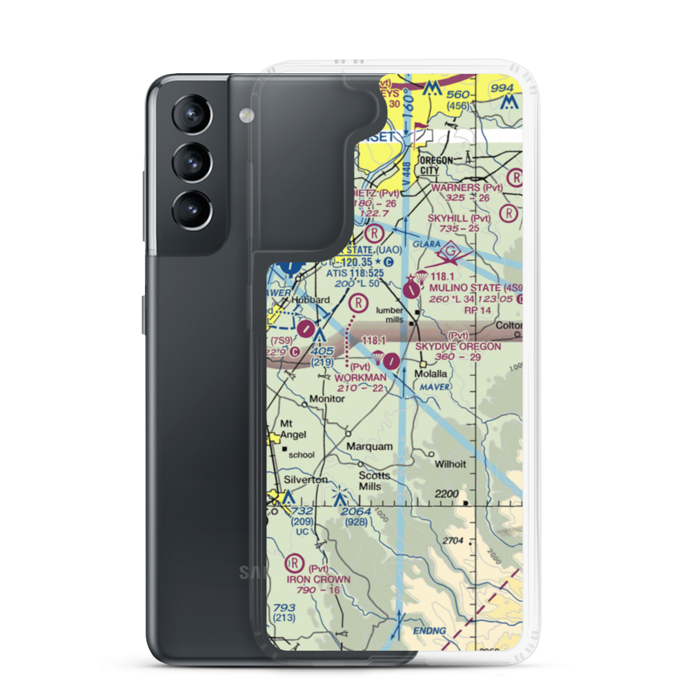 Skydive Oregon Airport (OL05) VFR Sectional Samsung Case Samsung Galaxy S21 model shown
