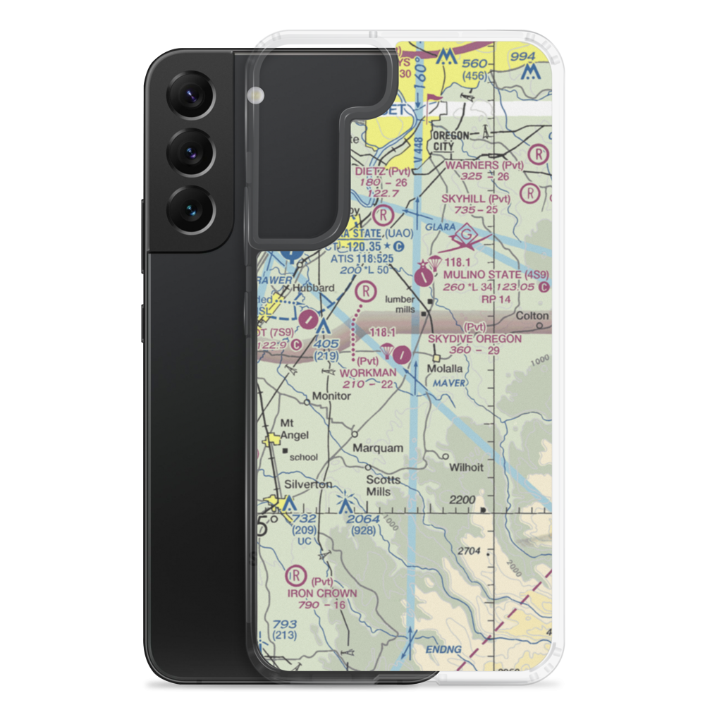 Skydive Oregon Airport (OL05) VFR Sectional Samsung Case Samsung Galaxy S22 Plus model shown