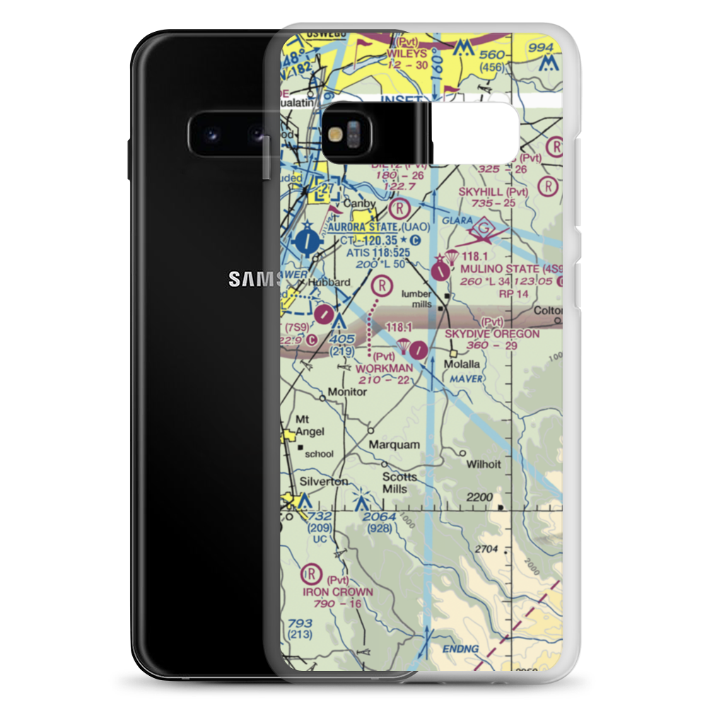 Skydive Oregon Airport (OL05) VFR Sectional Samsung Case Samsung Galaxy S10+ model shown