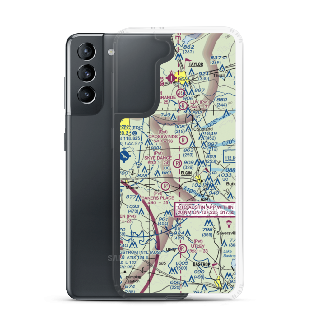 Skye Dance Airport (1XS2) VFR Sectional Samsung Case Samsung Galaxy S21 model shown