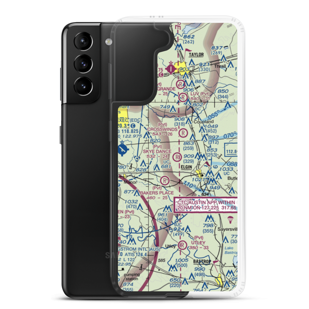 Skye Dance Airport (1XS2) VFR Sectional Samsung Case Samsung Galaxy S21 Plus model shown