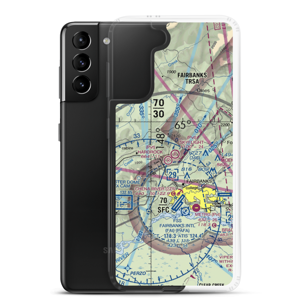 Skyflight Airport (25AA) VFR Sectional Samsung Case Samsung Galaxy S21 Plus model shown