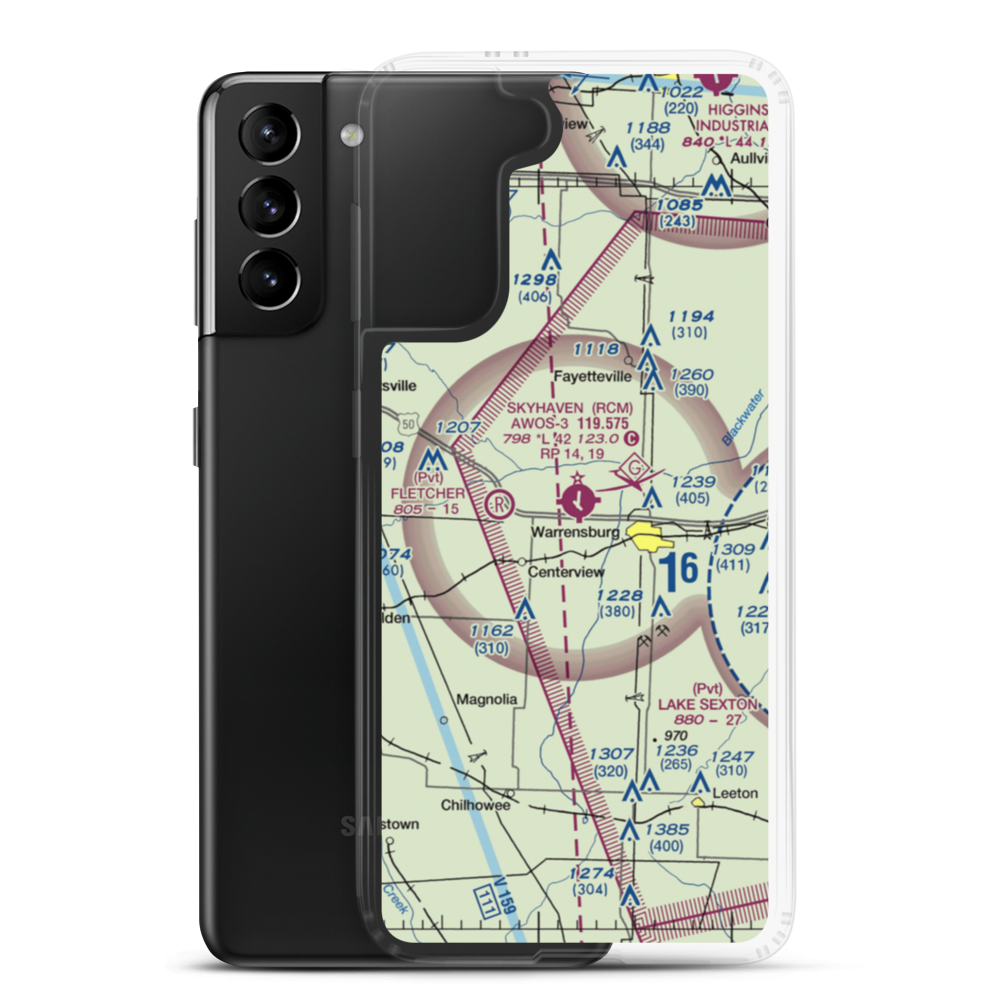 Skyhaven Airport (RCM) VFR Sectional Samsung Case Samsung Galaxy S21 Plus model shown