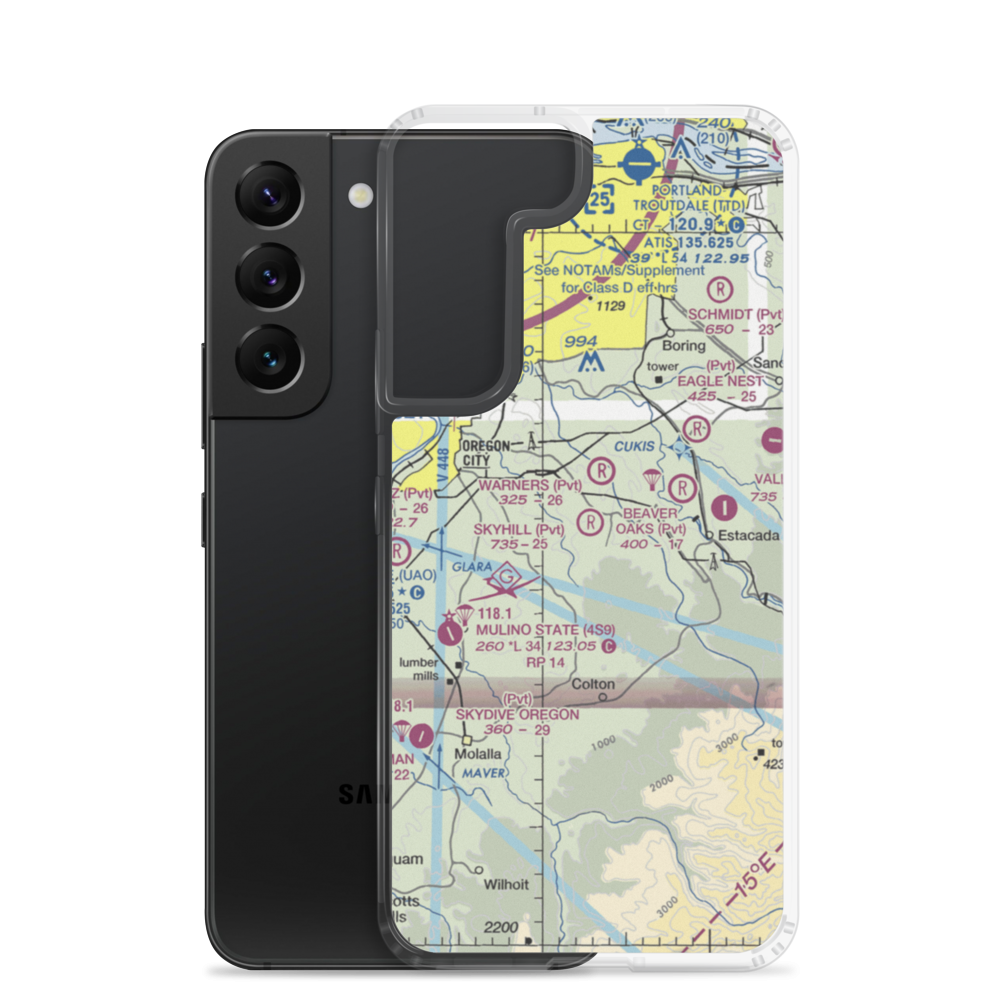 Skyhill Airport (1OR7) VFR Sectional Samsung Case Samsung Galaxy S22 model shown