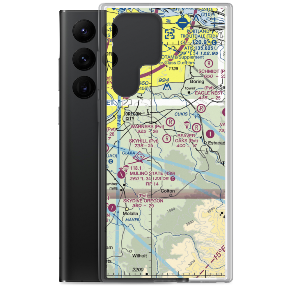 Skyhill Airport (1OR7) VFR Sectional Samsung Case Samsung Galaxy S22 Ultra model shown