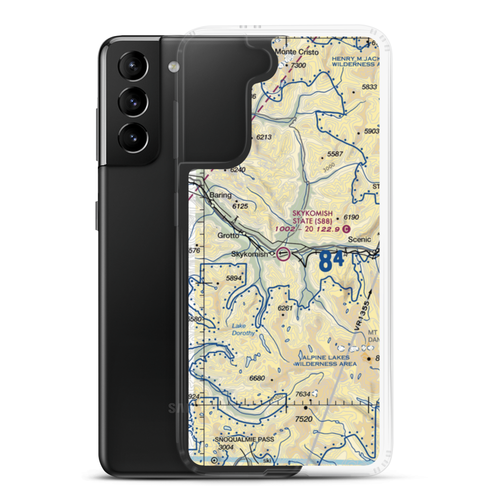 Skykomish State Airport (S88) VFR Sectional Samsung Case Samsung Galaxy S21 Plus model shown