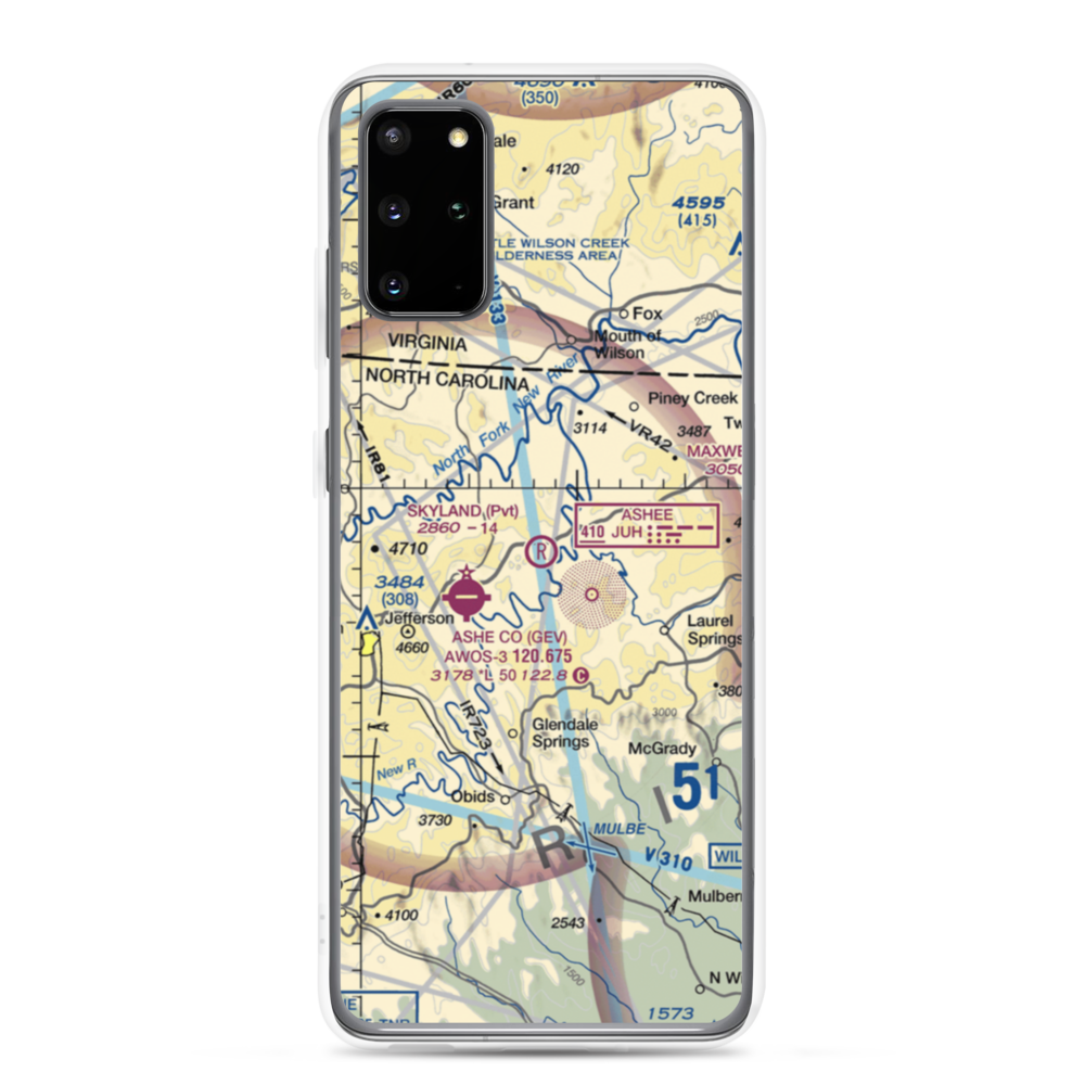 Skyland Airport (NC50) VFR Sectional Samsung Case Samsung Galaxy S20 Plus model shown