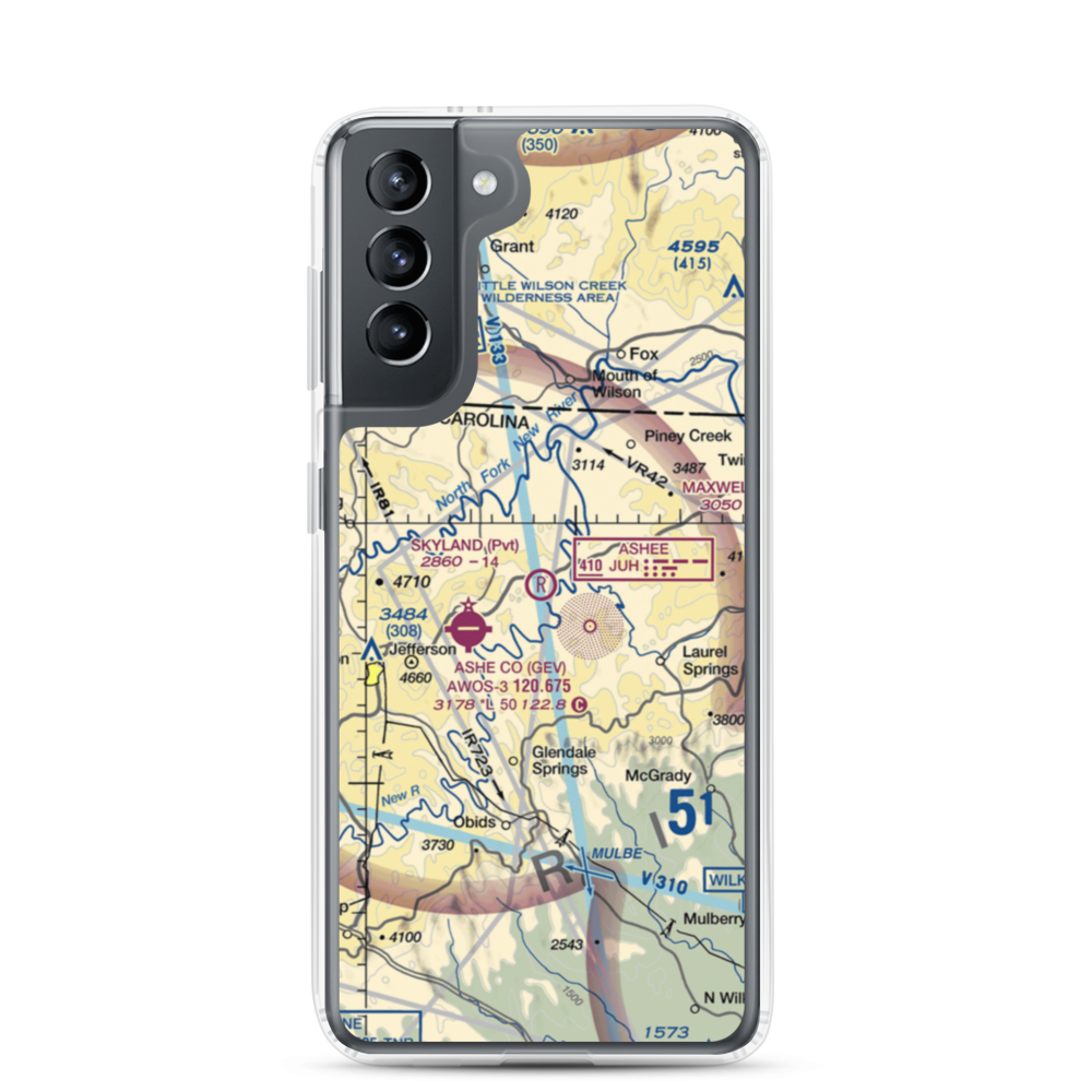 Skyland Airport (NC50) VFR Sectional Samsung Case Samsung Galaxy S21 model shown