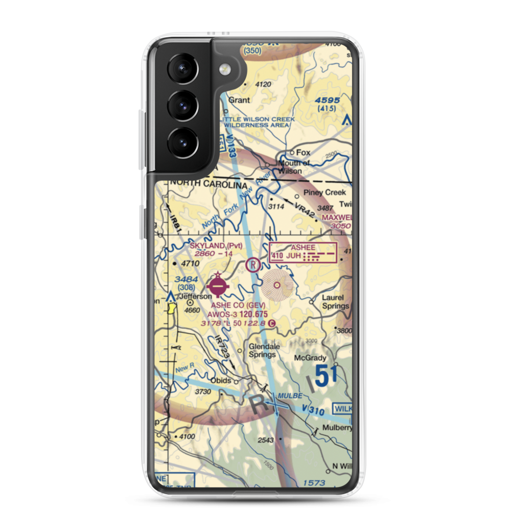 Skyland Airport (NC50) VFR Sectional Samsung Case Samsung Galaxy S21 Plus model shown