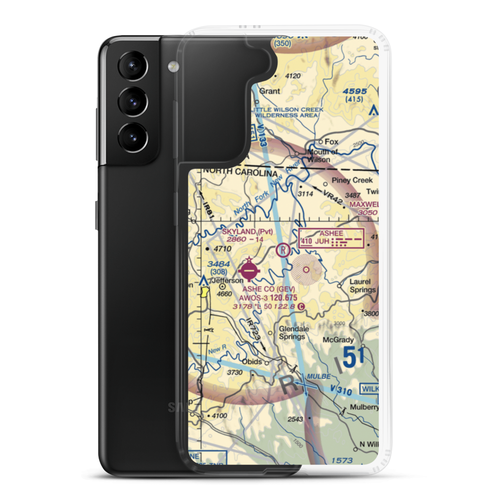 Skyland Airport (NC50) VFR Sectional Samsung Case Samsung Galaxy S21 Plus model shown