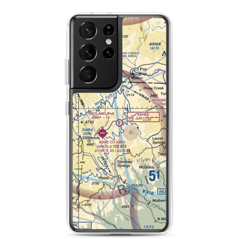 Skyland Airport (NC50) VFR Sectional Samsung Case Samsung Galaxy S21 Ultra model shown