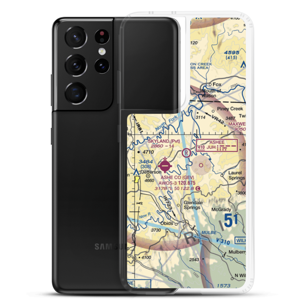 Skyland Airport (NC50) VFR Sectional Samsung Case Samsung Galaxy S21 Ultra model shown
