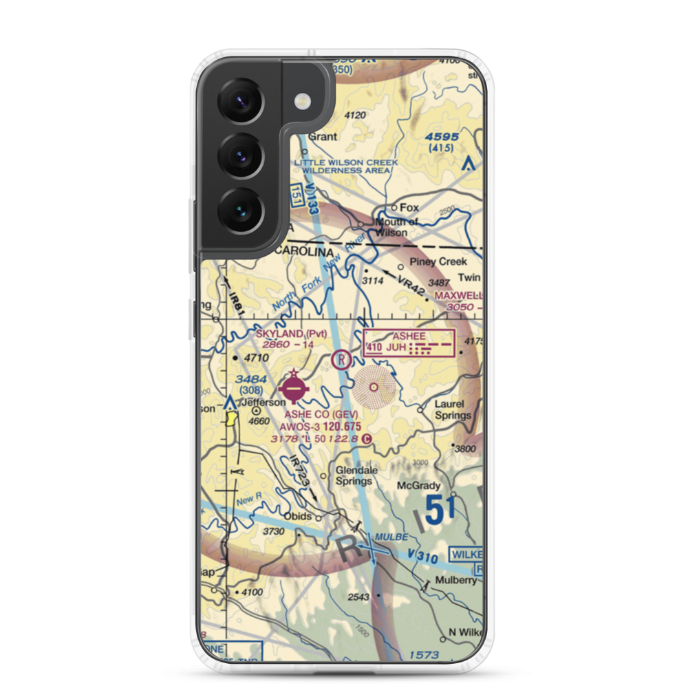 Skyland Airport (NC50) VFR Sectional Samsung Case Samsung Galaxy S22 Plus model shown
