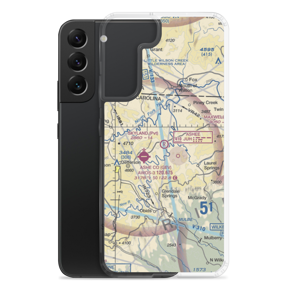 Skyland Airport (NC50) VFR Sectional Samsung Case Samsung Galaxy S22 Plus model shown