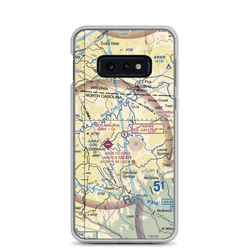 Skyland Airport (NC50) VFR Sectional Samsung Case Samsung Galaxy S10e model shown