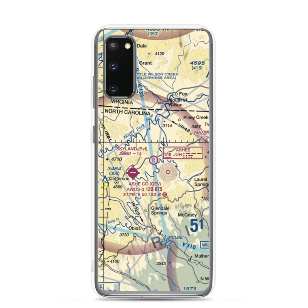Skyland Airport (NC50) VFR Sectional Samsung Case Samsung Galaxy S20 model shown