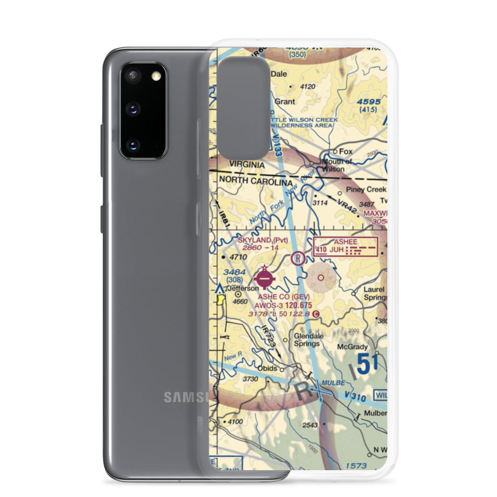 Skyland Airport (NC50) VFR Sectional Samsung Case Samsung Galaxy S20 model shown