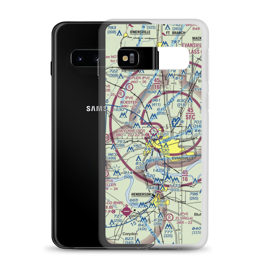 Skylane Airport (3EV) VFR Sectional Samsung Case Samsung Galaxy S10 model shown