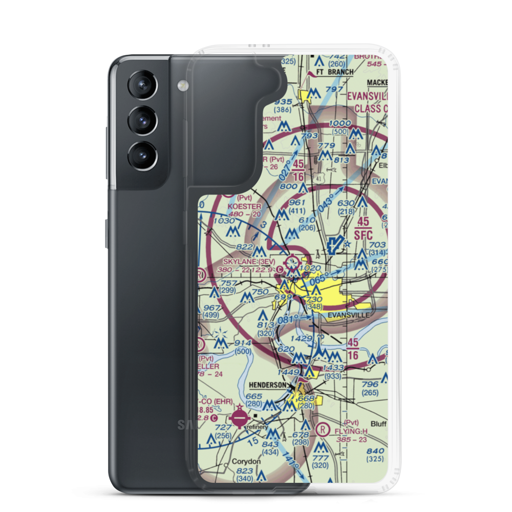Skylane Airport (3EV) VFR Sectional Samsung Case Samsung Galaxy S21 model shown