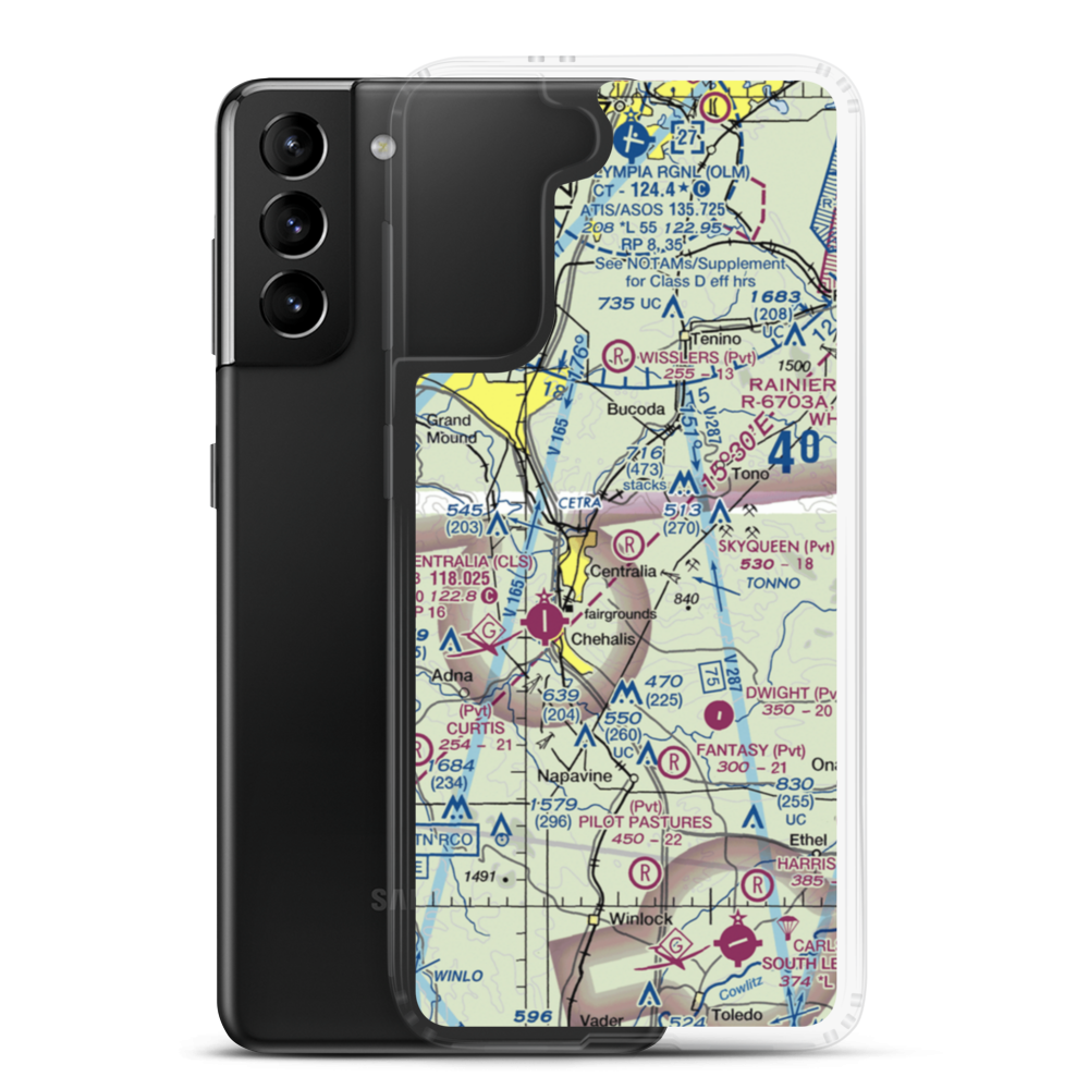 Skyqueen Airport (WA95) VFR Sectional Samsung Case Samsung Galaxy S21 Plus model shown