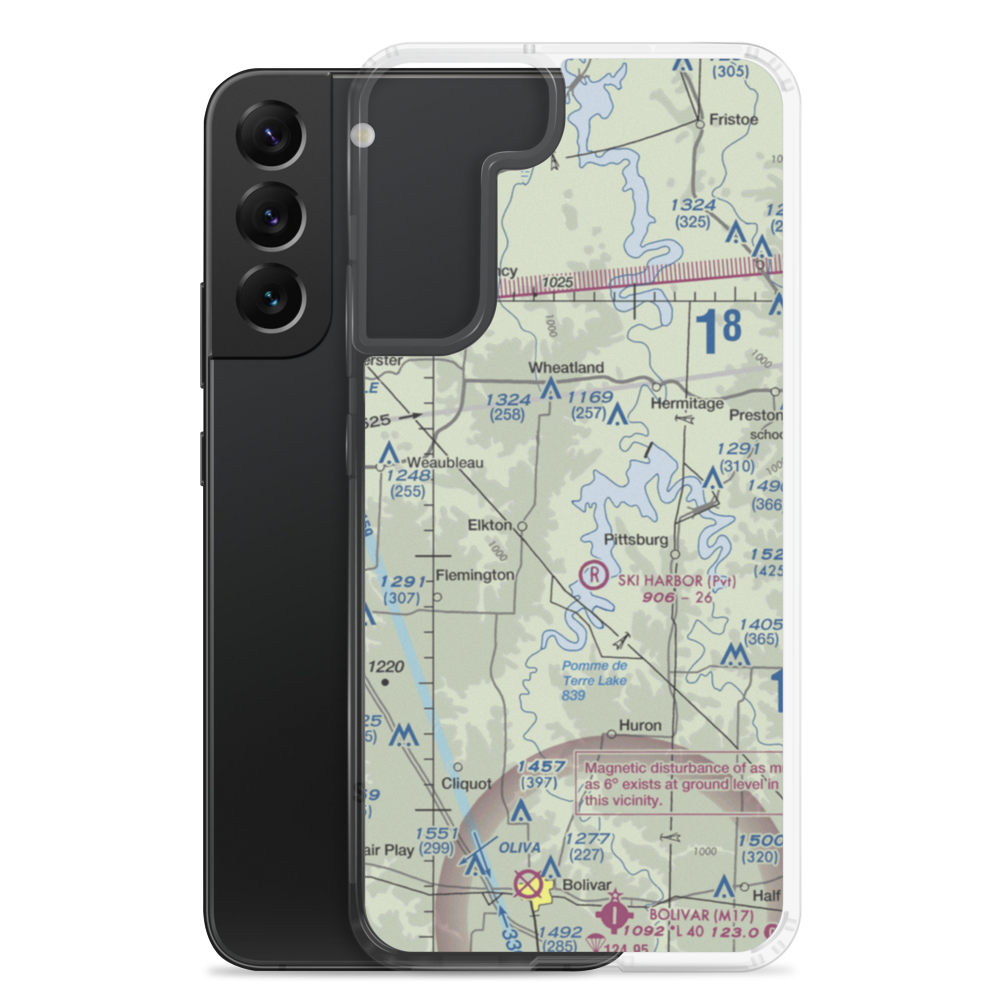 Skyriders Airport (MO52) VFR Sectional Samsung Case Samsung Galaxy S22 Plus model shown