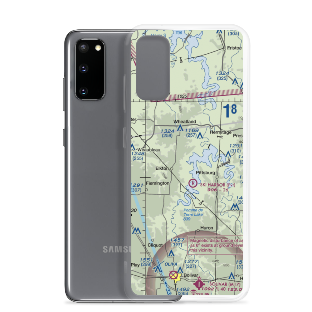 Skyriders Airport (MO52) VFR Sectional Samsung Case Samsung Galaxy S20 model shown