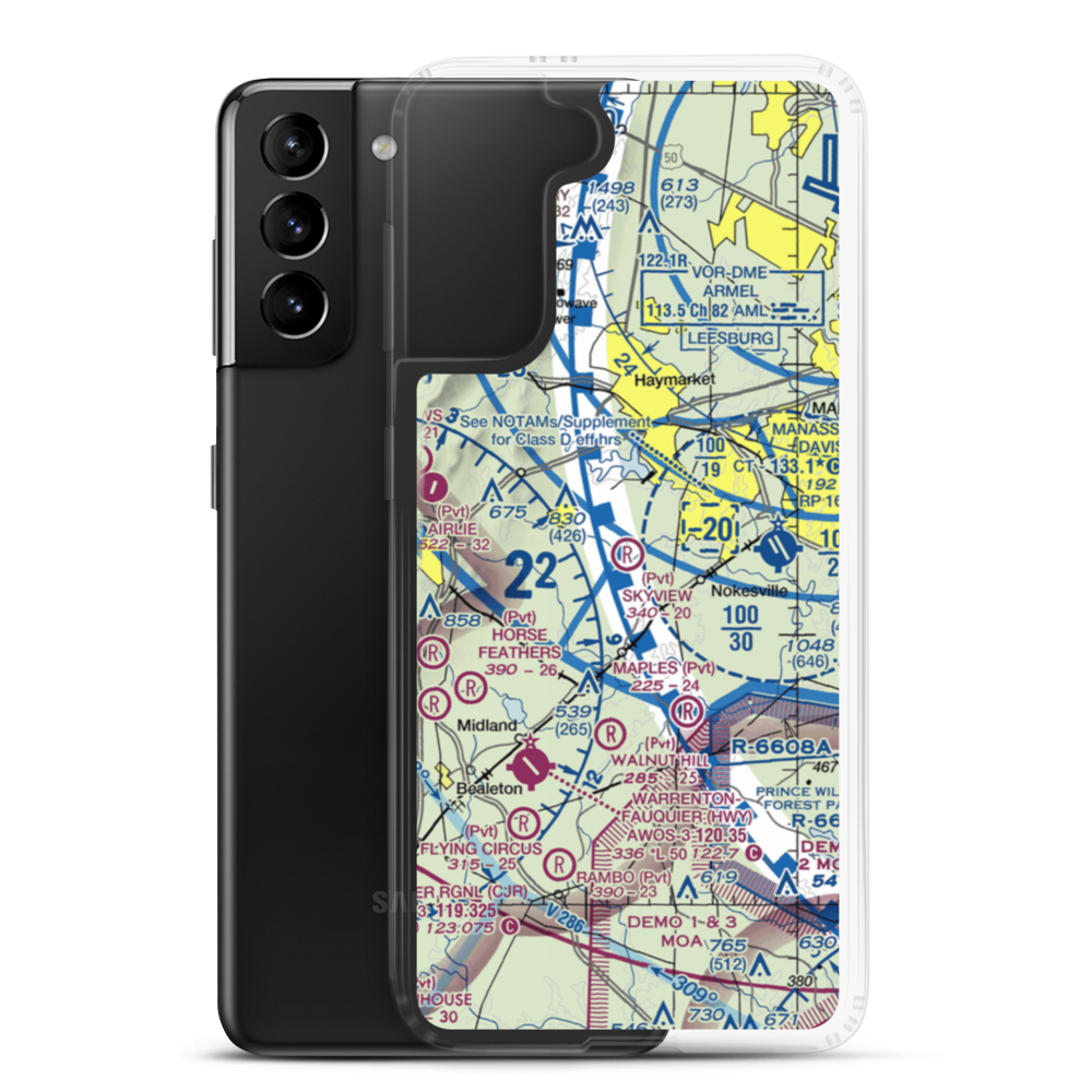 Skyview Airport (51VA) VFR Sectional Samsung Case Samsung Galaxy S21 Plus model shown