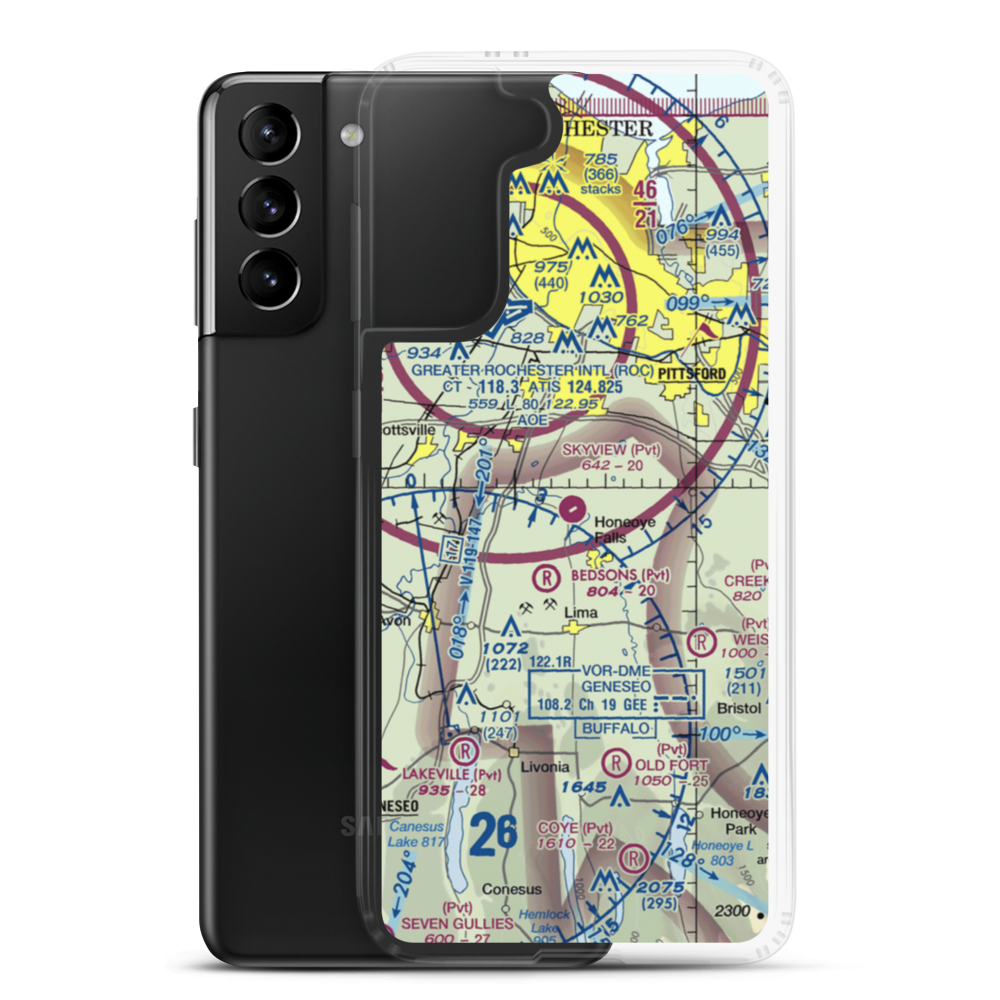 Skyview Airport (84NY) VFR Sectional Samsung Case Samsung Galaxy S21 Plus model shown