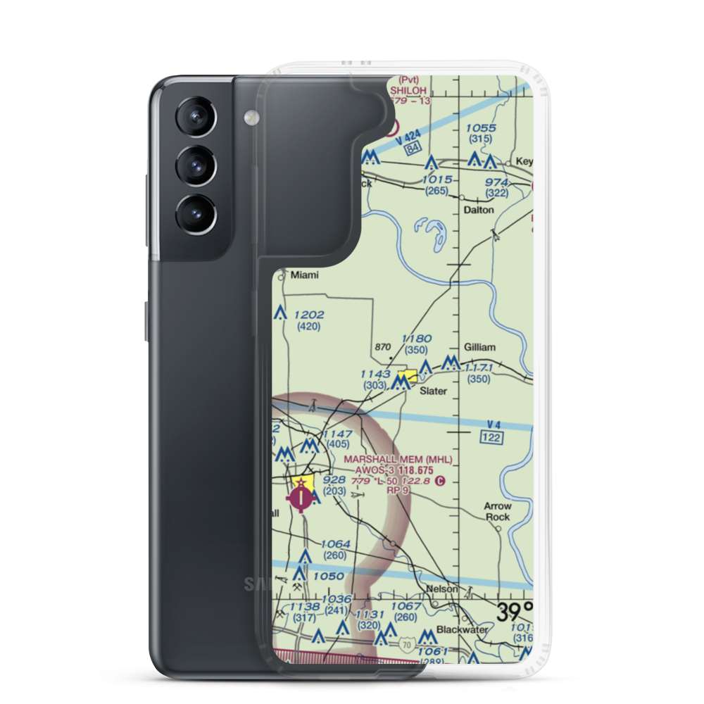 Slater Memorial Airport (9K5) VFR Sectional Samsung Case Samsung Galaxy S21 model shown