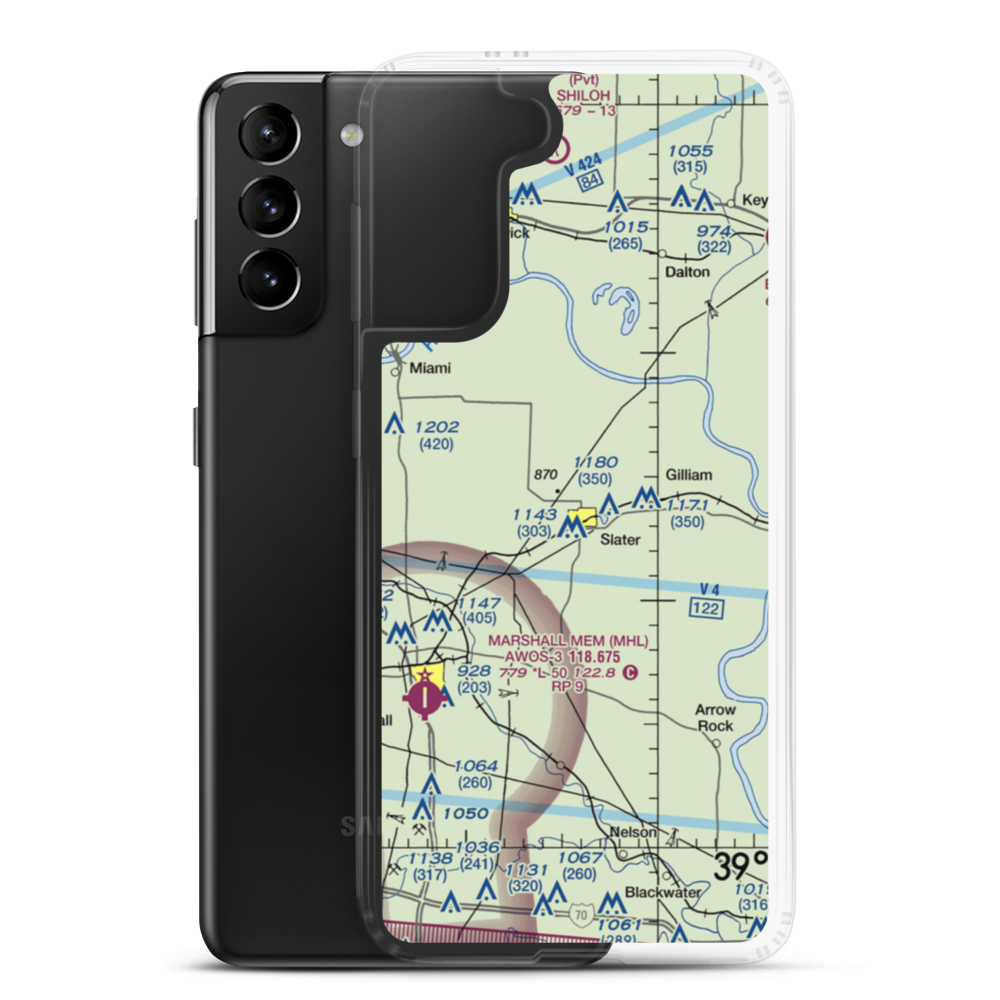 Slater Memorial Airport (9K5) VFR Sectional Samsung Case Samsung Galaxy S21 Plus model shown