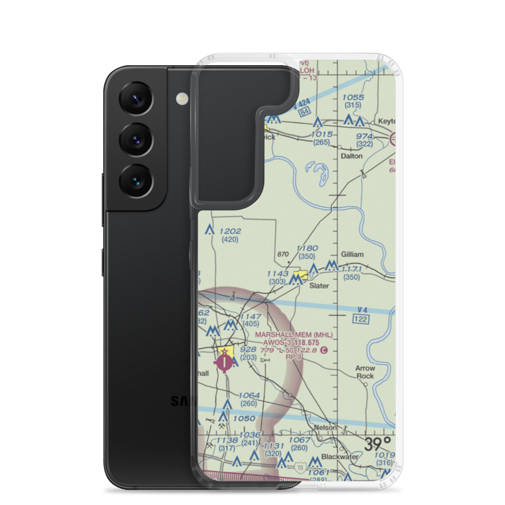 Slater Memorial Airport (9K5) VFR Sectional Samsung Case Samsung Galaxy S22 model shown