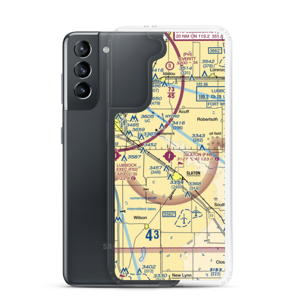 Slaton Municipal Airport (F49) VFR Sectional Samsung Case Samsung Galaxy S21 model shown