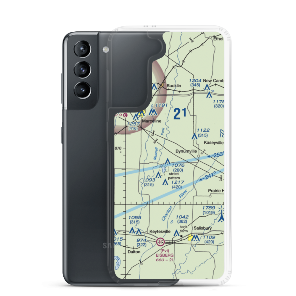 Slaughter Airport (0MU4) VFR Sectional Samsung Case Samsung Galaxy S21 model shown