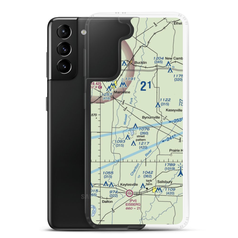 Slaughter Airport (0MU4) VFR Sectional Samsung Case Samsung Galaxy S21 Plus model shown