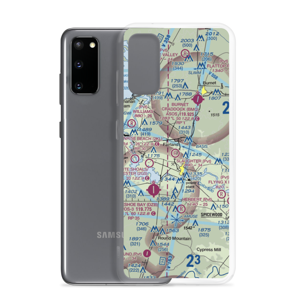 Slaughter Ranch Airport (86TA) VFR Sectional Samsung Case Samsung Galaxy S20 model shown