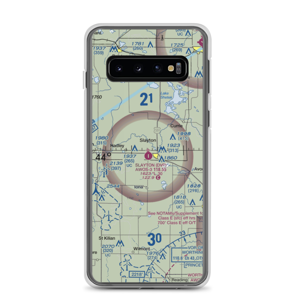 Slayton Municipal Airport (DVP) VFR Sectional Samsung Case Samsung Galaxy S10 model shown