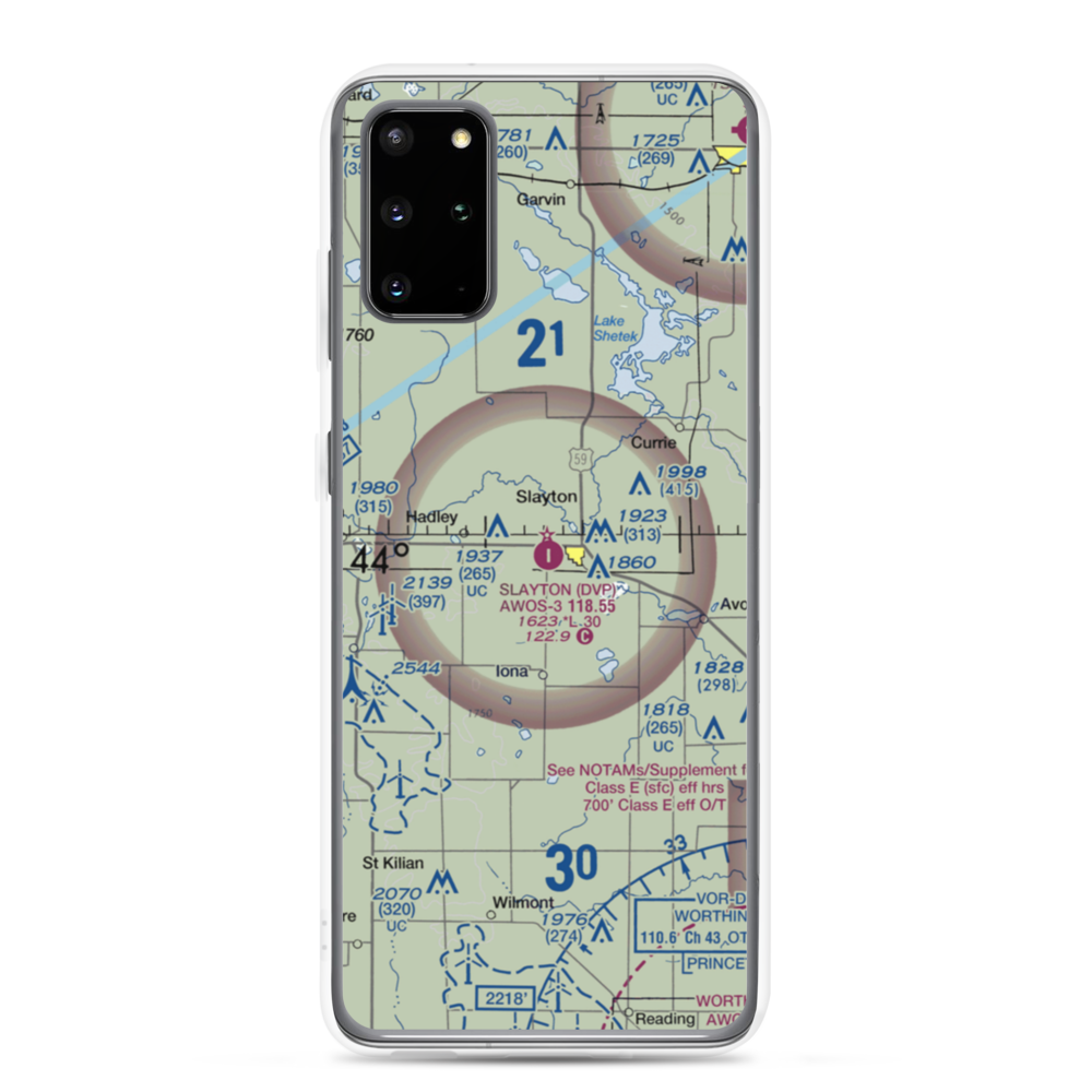 Slayton Municipal Airport (DVP) VFR Sectional Samsung Case Samsung Galaxy S20 Plus model shown
