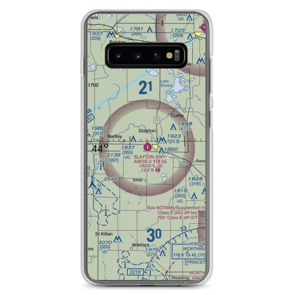 Slayton Municipal Airport (DVP) VFR Sectional Samsung Case Samsung Galaxy S10+ model shown