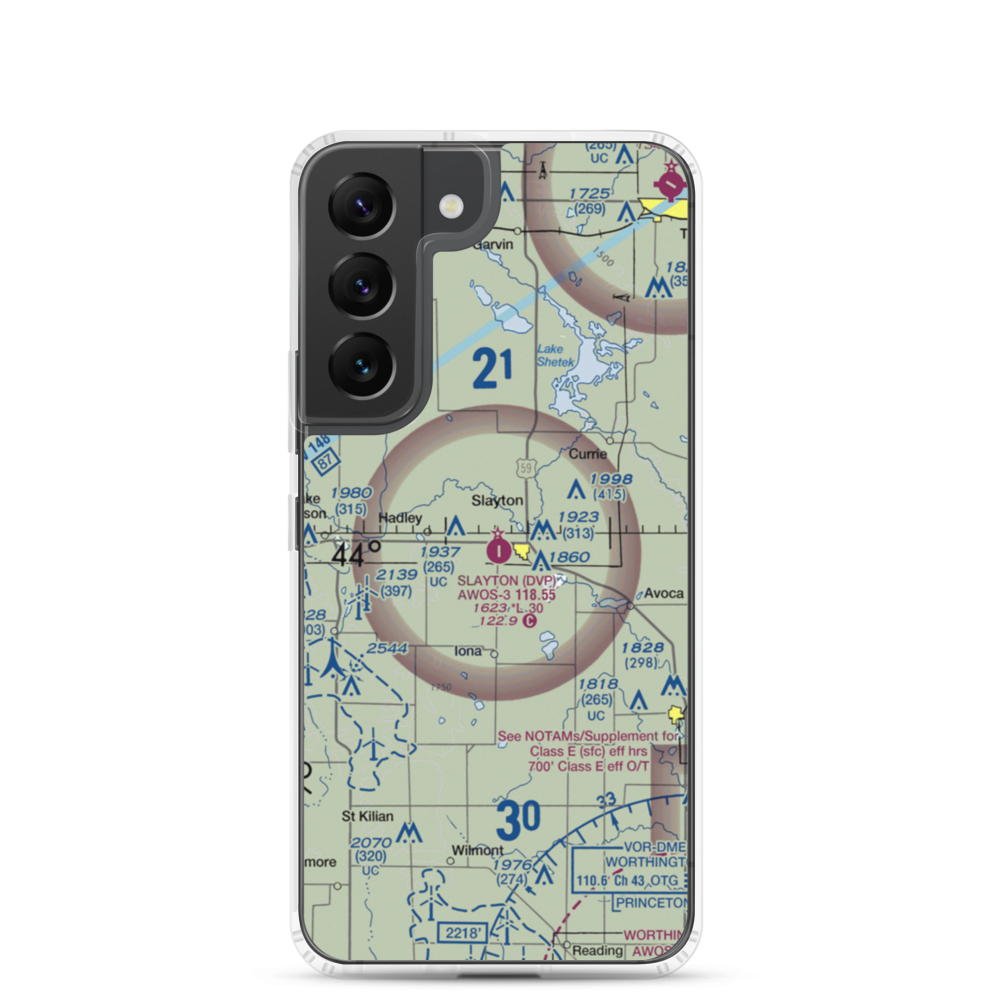Slayton Municipal Airport (DVP) VFR Sectional Samsung Case Samsung Galaxy S22 model shown