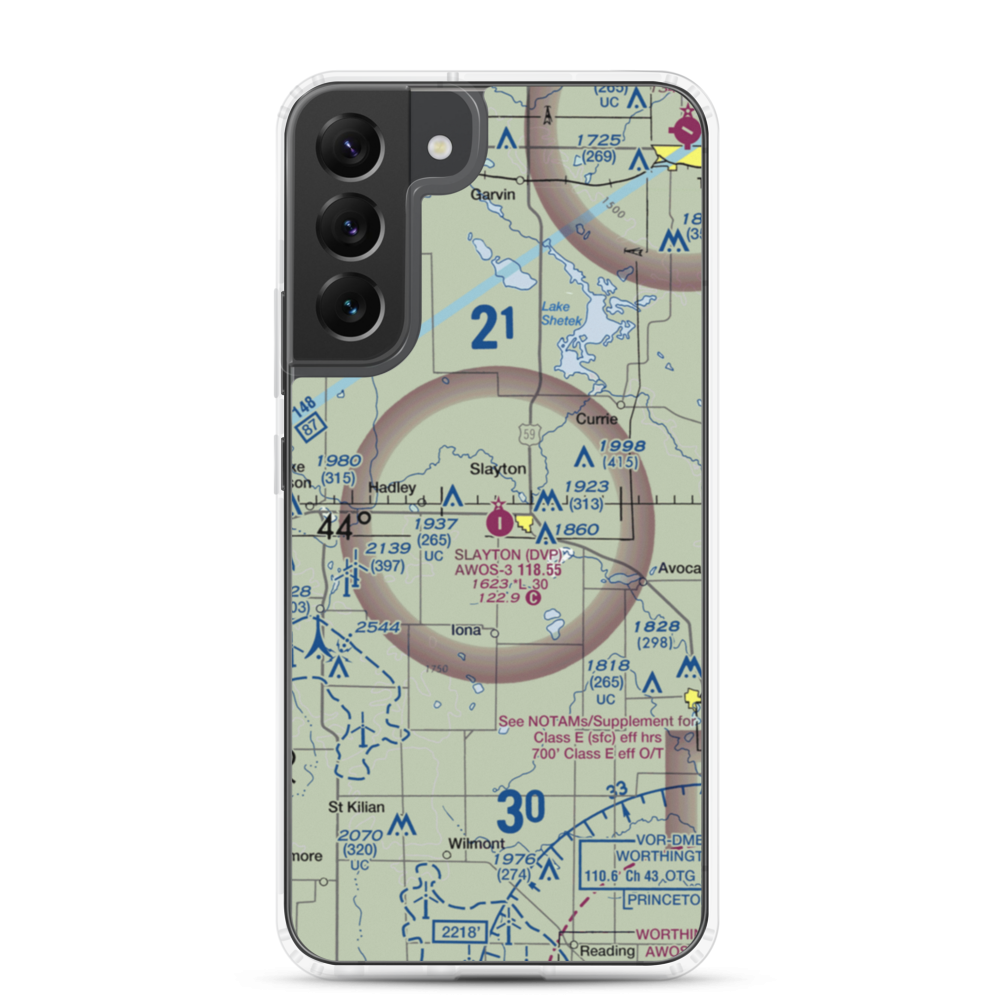 Slayton Municipal Airport (DVP) VFR Sectional Samsung Case Samsung Galaxy S22 Plus model shown