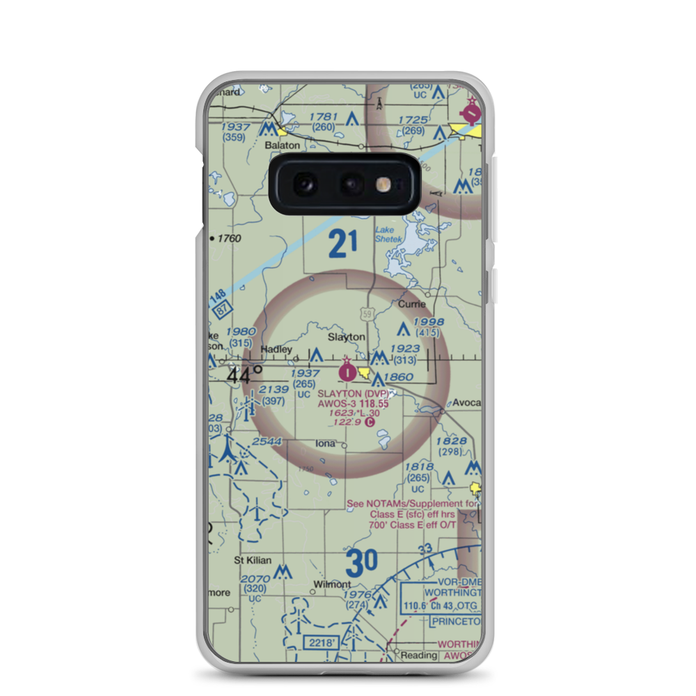 Slayton Municipal Airport (DVP) VFR Sectional Samsung Case Samsung Galaxy S10e model shown