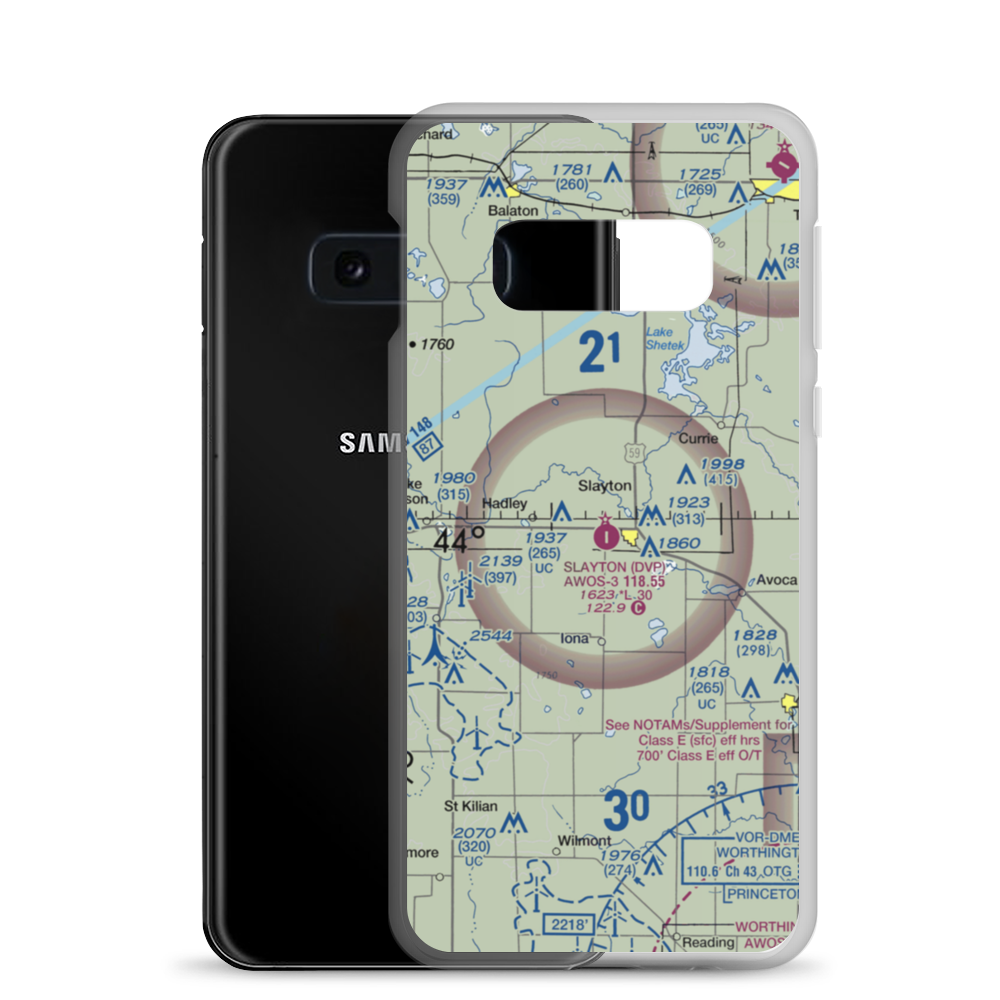 Slayton Municipal Airport (DVP) VFR Sectional Samsung Case Samsung Galaxy S10e model shown